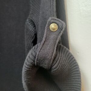 Ralph Lauren Charcoal Ribbed Knit with Button Accent
